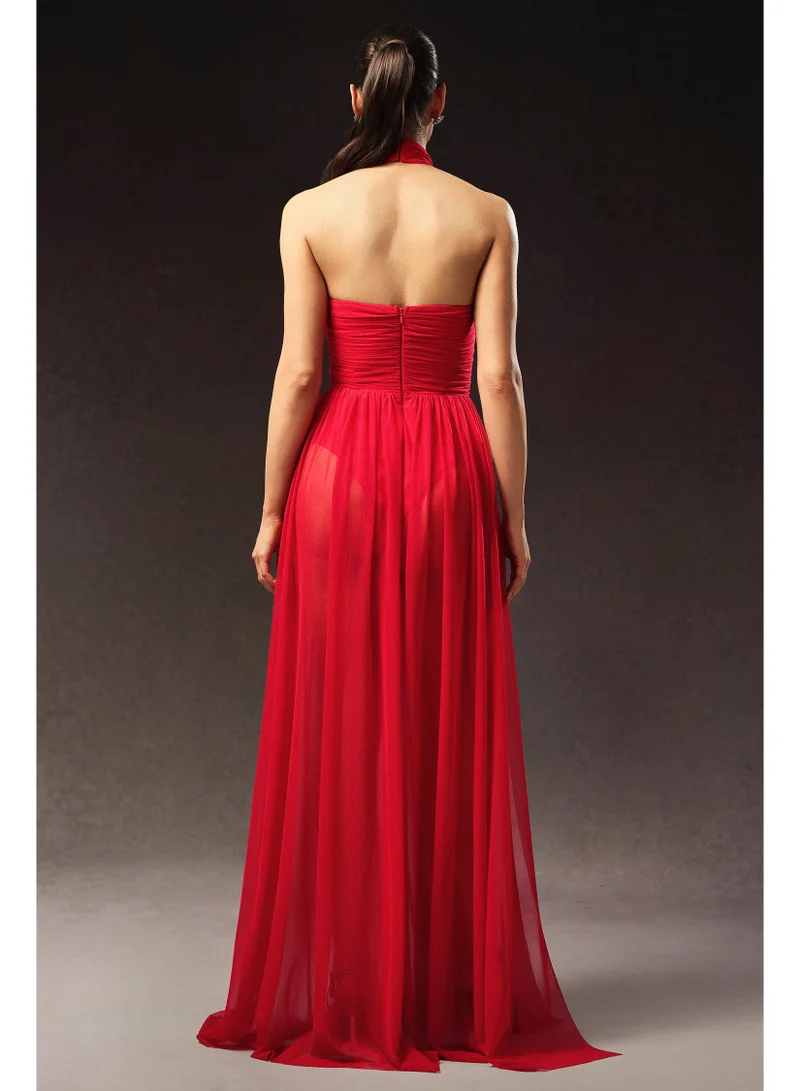 Bella Barnett  Tesare Halter Sleeveless Hollow Out Maxi Dress for Women | Best Price UAE